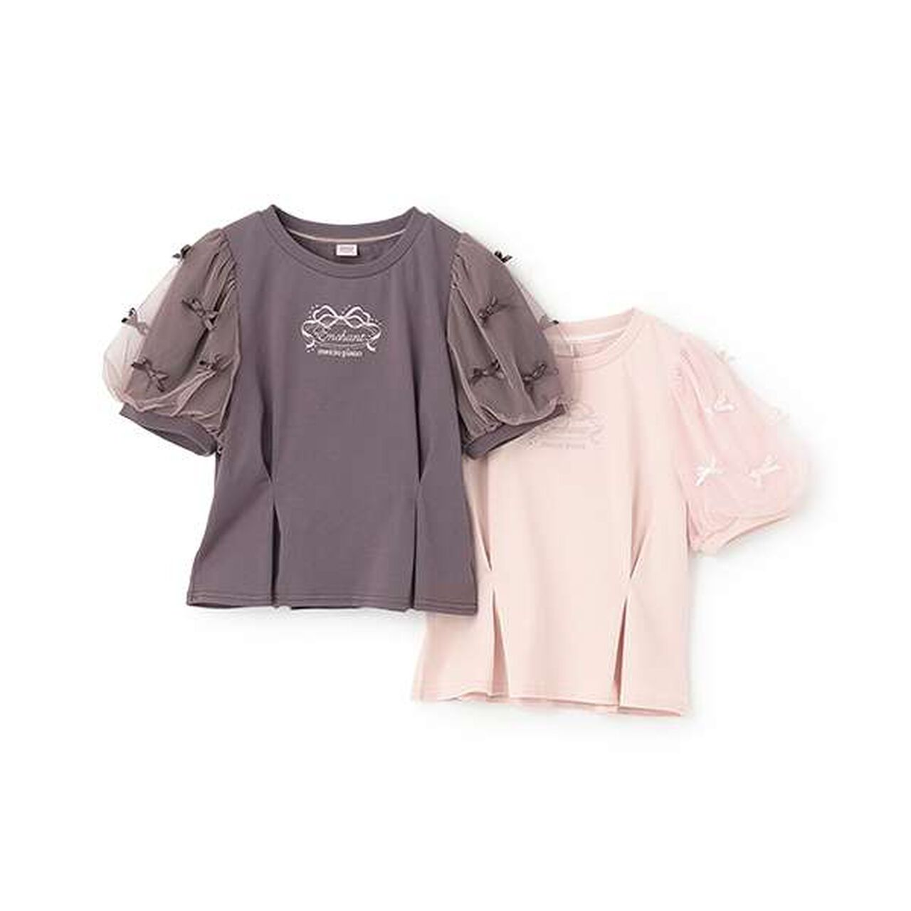 [Cool Touch] Mixed Material Tuck T-Shirt,Pink, large image number 8