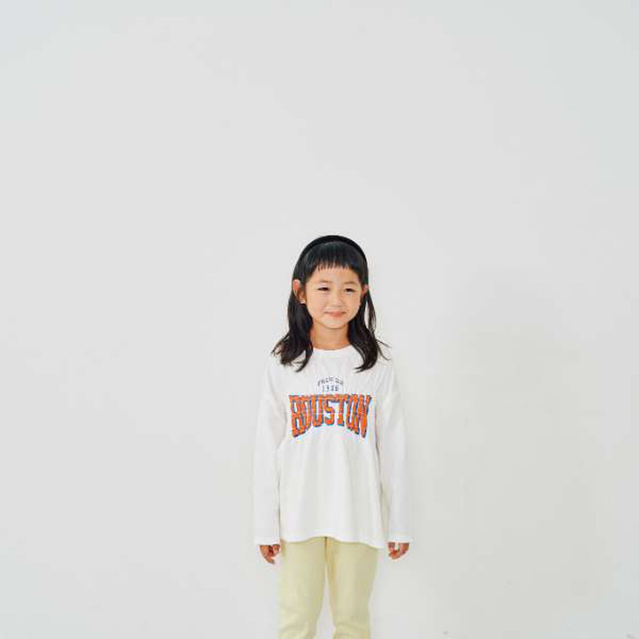 [Link] Team Logo Shirring Long Sleeve T-Shirt,Off white, large image number 1