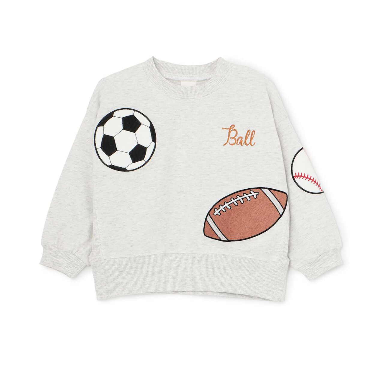 Ball Appliqu&eacute; Long-Sleeve T-Shirt,Smoke white, large image number 6