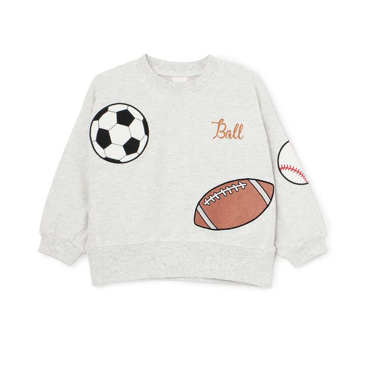 Ball Appliqu&eacute; Long-Sleeve T-Shirt,Smoke white, medium image number 6