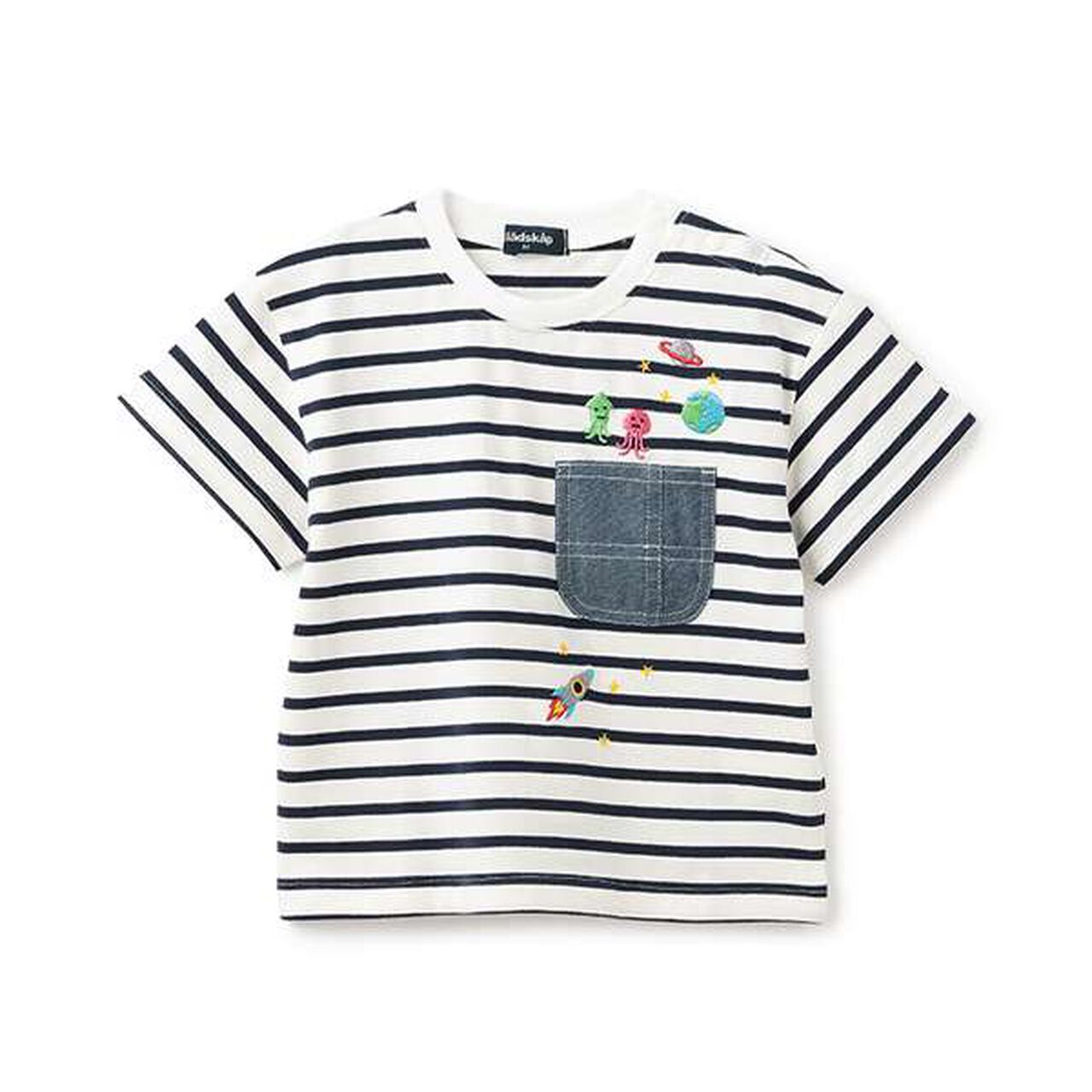 Alien Stripe Short Sleeve T-Shirt from Pocket,Off white, large image number 0