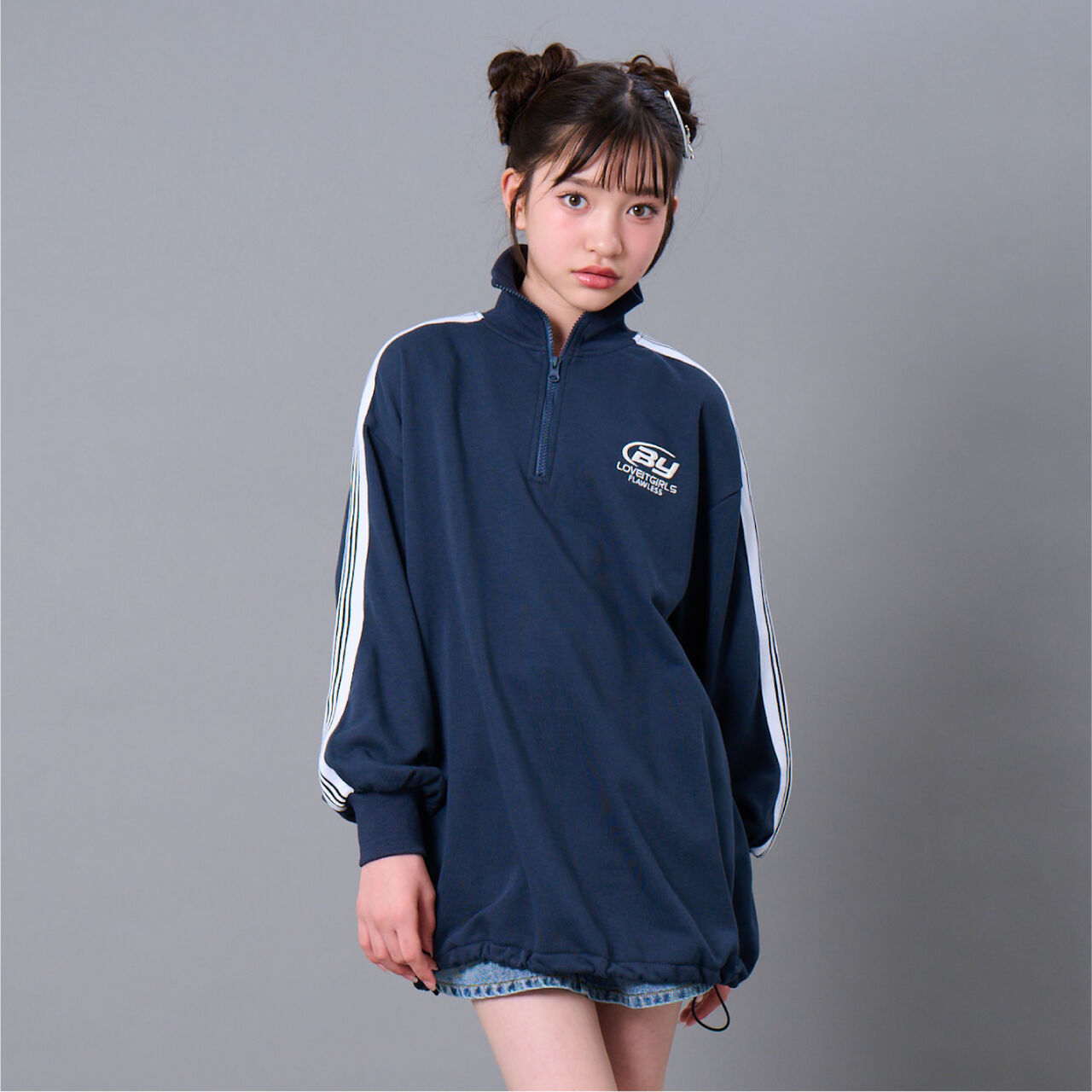 Half-Zip Tunic,Navy, large image number 0