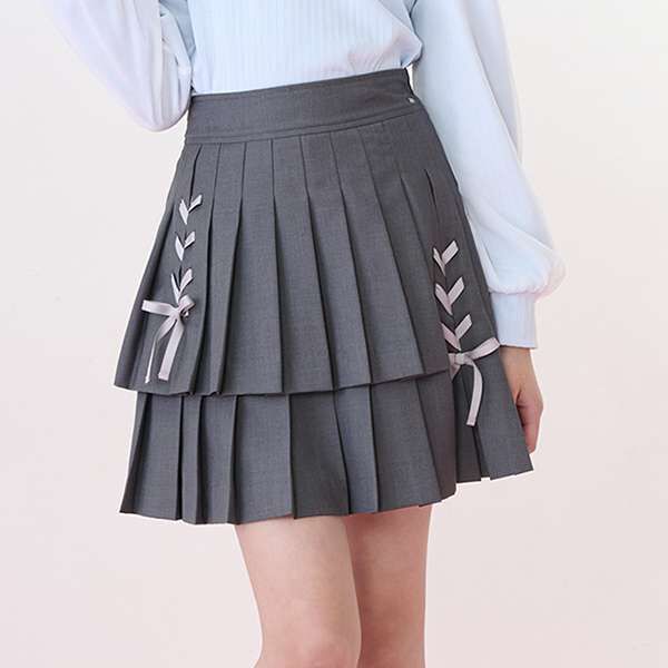 Lace-Up Ribbon Double Layer Pleated Skirt-Pants | Narumiya