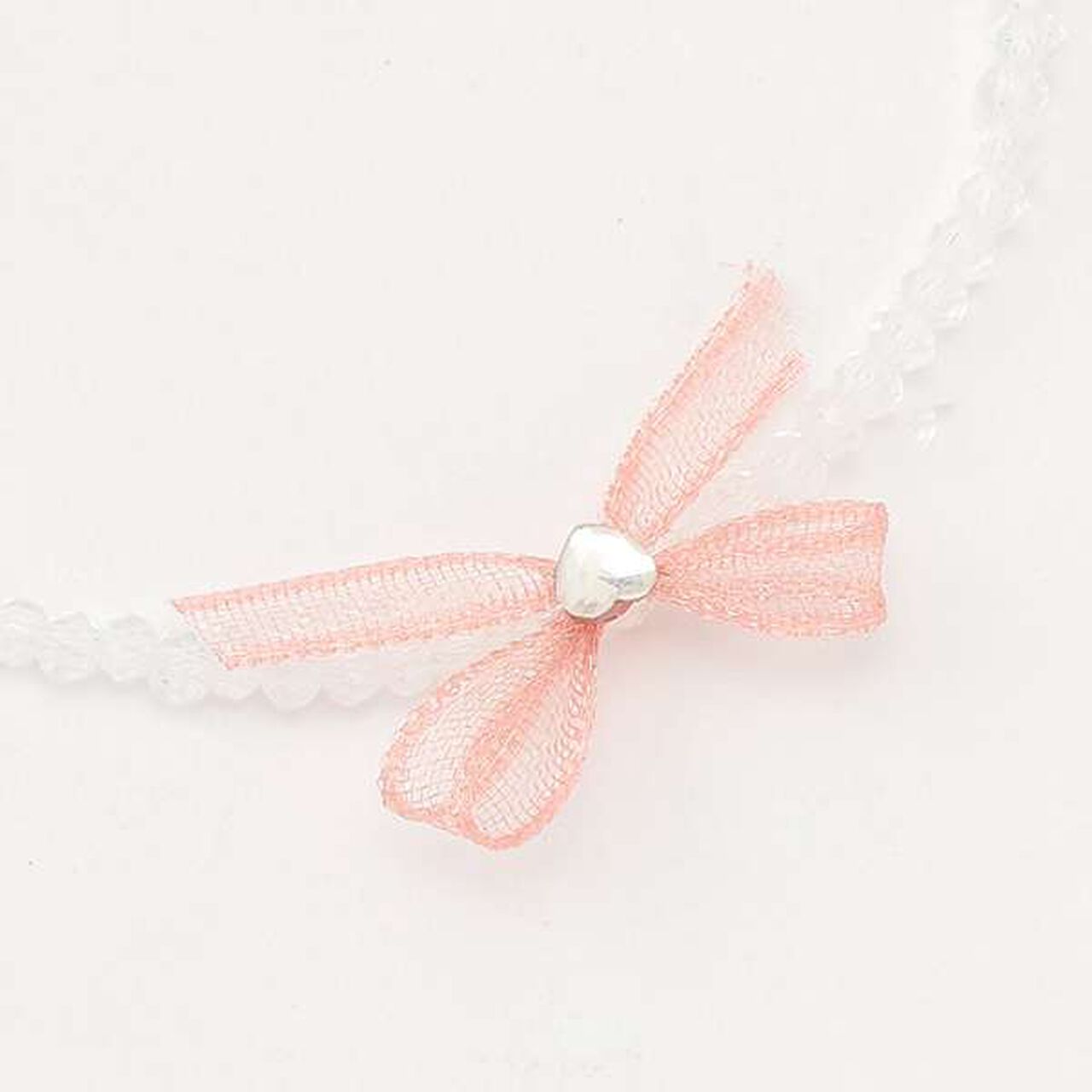 Pearl Ribbon Necklace,Pink, large image number 4