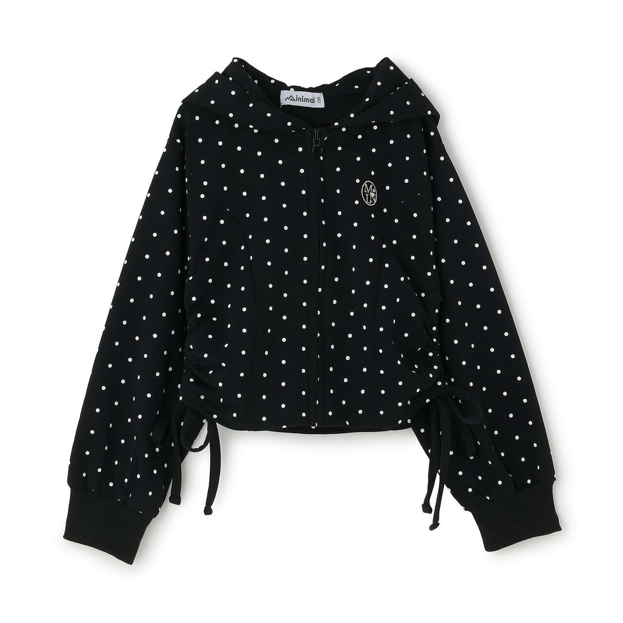 Drawstring Polka Dot Zip Parka,Smoke white, large image number 6