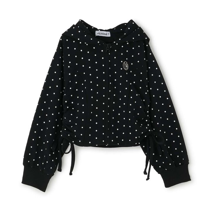 Drawstring Polka Dot Zip Parka,Smoke white, medium image number 6