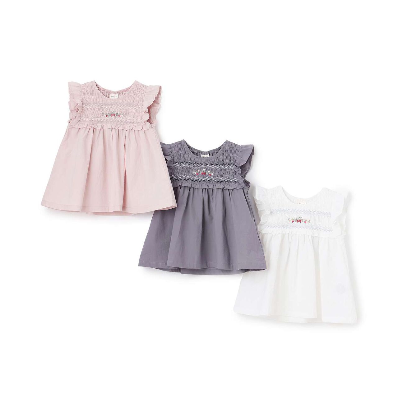 Link Strawberry Embroidery Shirred Tunic,Blue gray, large image number 17