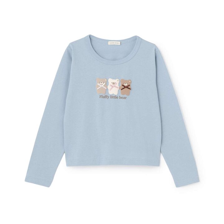 [Muteki T] Cotton 100% Stain-Resistant UV Quick-Dry Puffed Print Ribbon T-Shirt for Girls Kids,Blue gray, medium image number 10