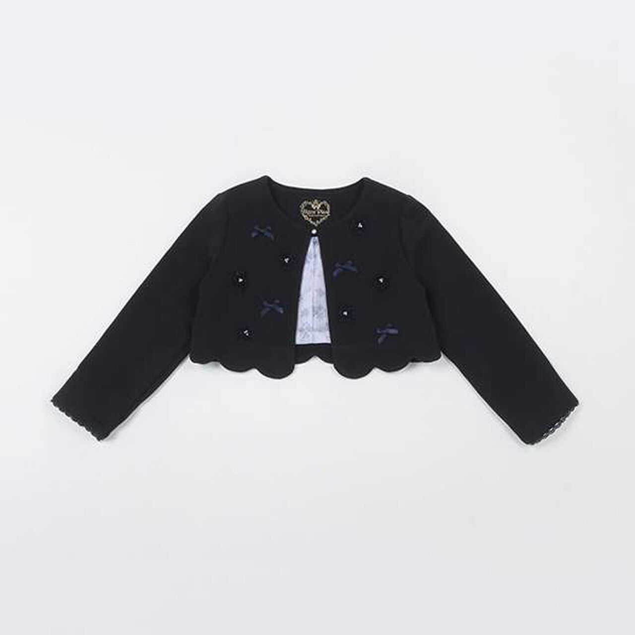 Flower Motif Scallop Trim Jacket,White, large image number 11