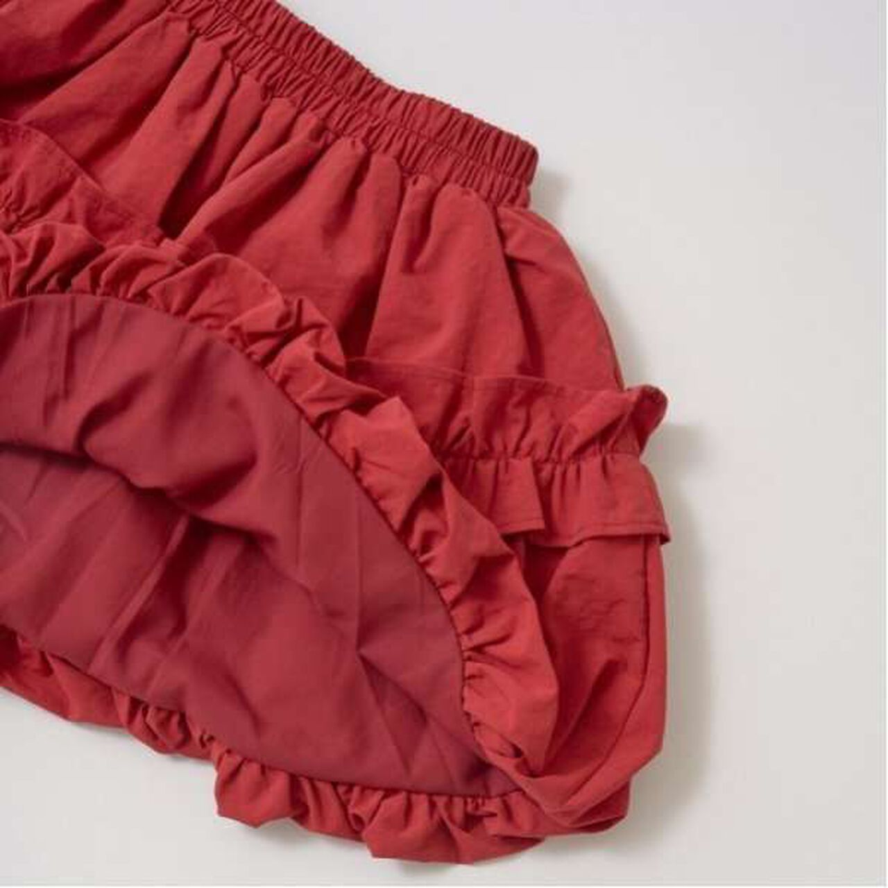 Frilled Balloon Skirt,Deep red, large image number 14