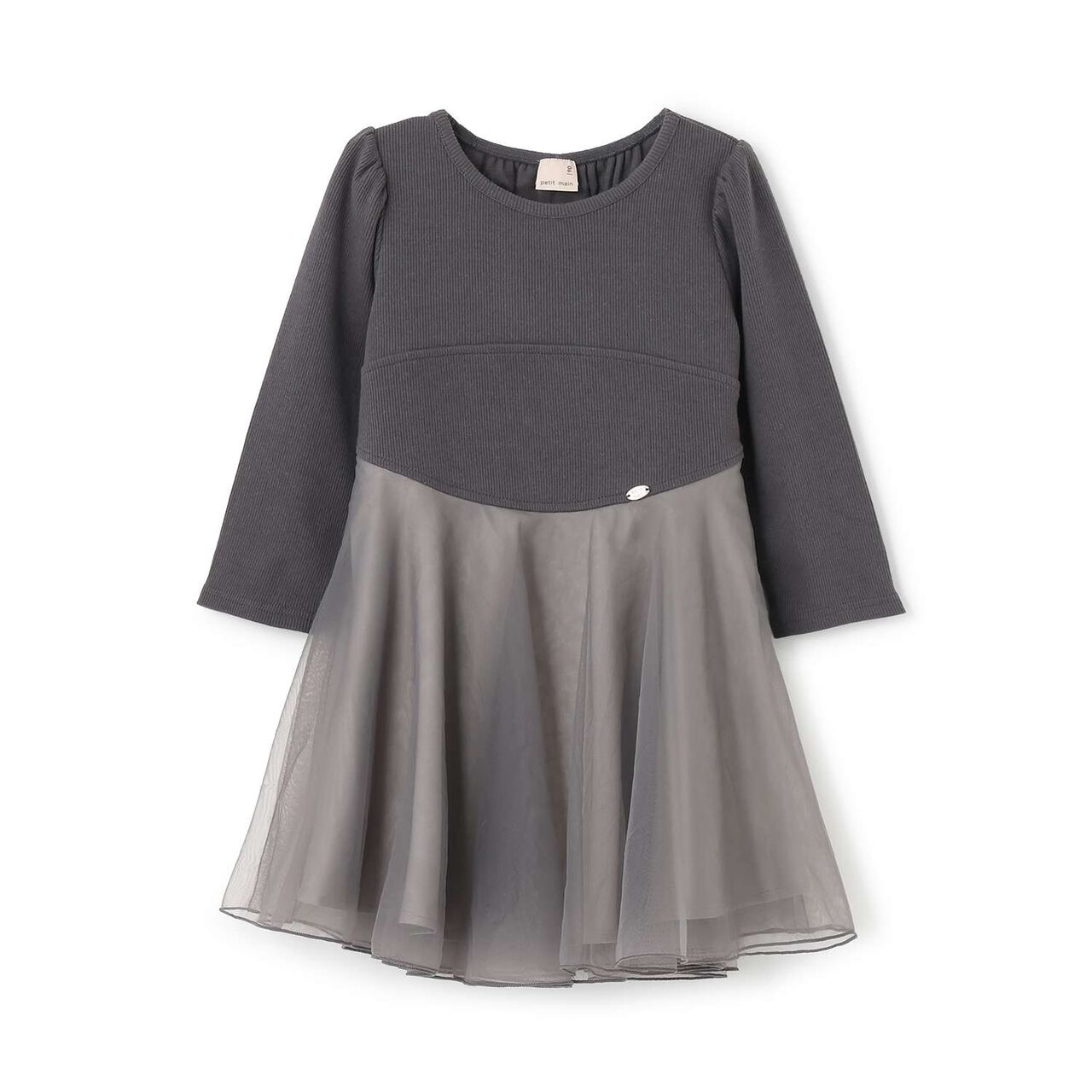 [Link] Flare Tulle One-Piece Dress,Charcoal gray, large image number 0