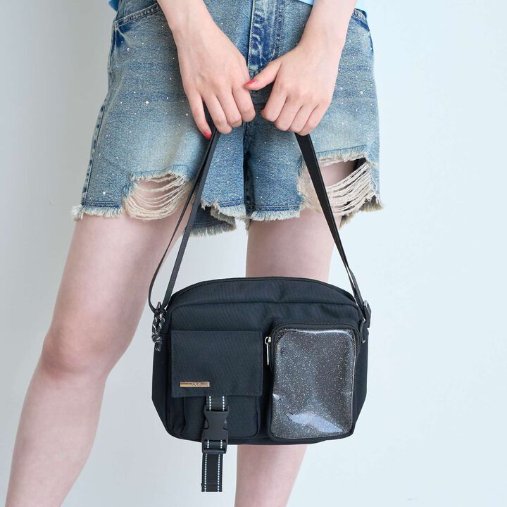 [LTXC] Clear Lame Pocket Shoulder Bag,Black, medium image number 0