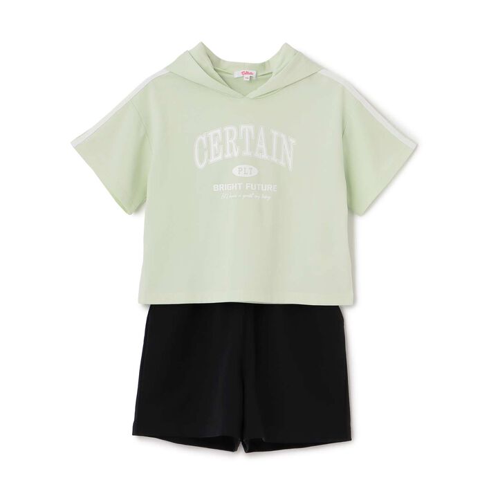 Cool Touch Short-Sleeve Hoodie + Half Pants Set,Yellow green, medium image number 13