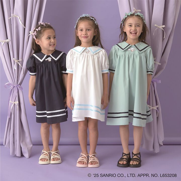 Cinnamoroll Sailor Collar Puff One-Piece Dress [Sanrio Characters],Navy, medium image number 19
