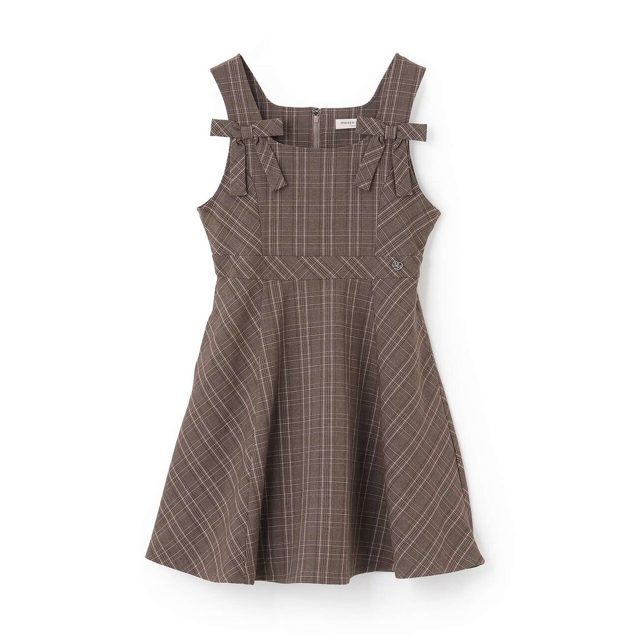 Twin Ribbon Jumper Skirt,Brown, large image number 0