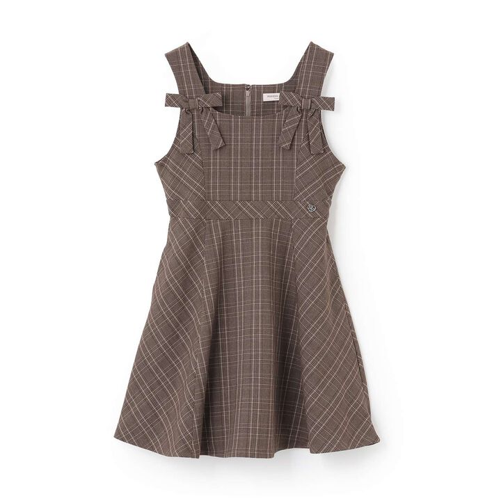 Twin Ribbon Jumper Skirt,Brown, medium image number 0