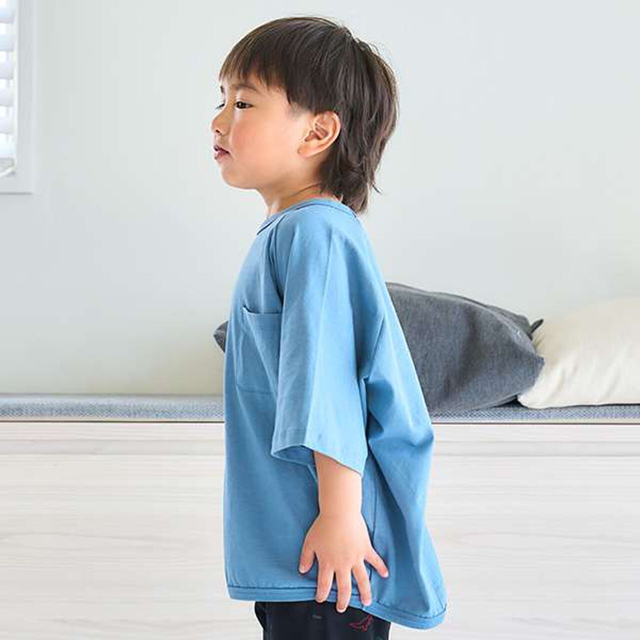 [100% Cotton 365D.] Solid Color Pocket Big Half T-Shirt,Salmon pink, large image number 4