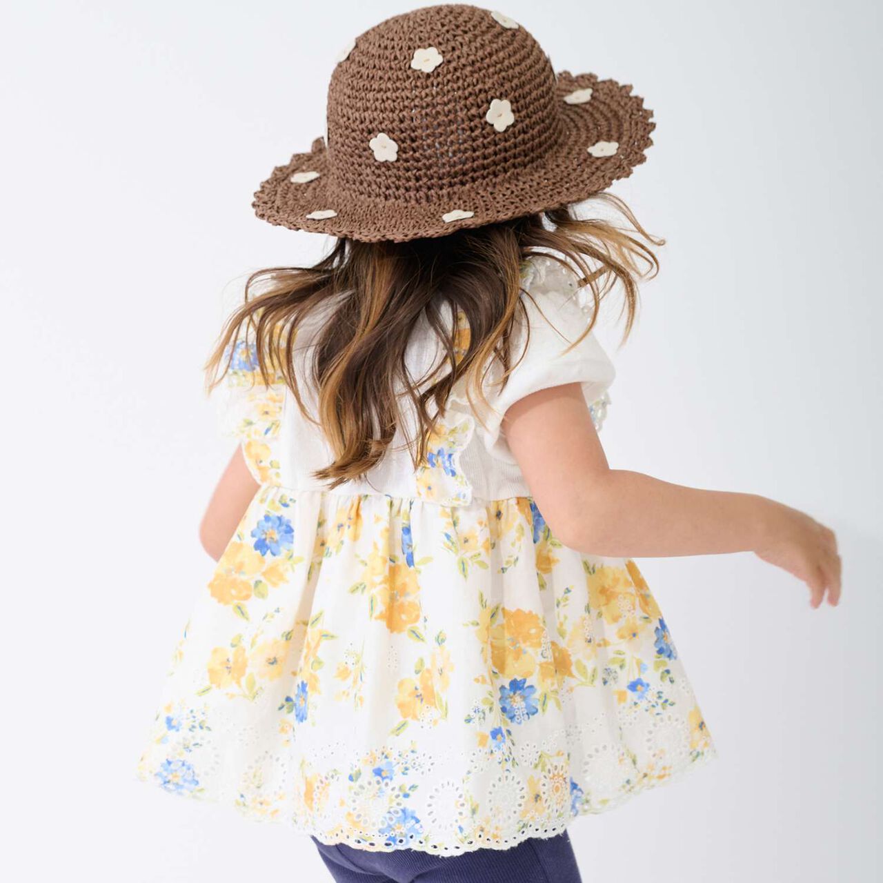 Short-Sleeve Tunic with Shoulder Frills,Blue, large image number 2