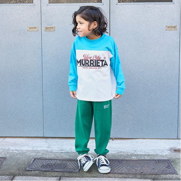 [Comfortable Jersey] Oversized Bi-Color Logo T-Shirt,Turquoise, medium image number 3
