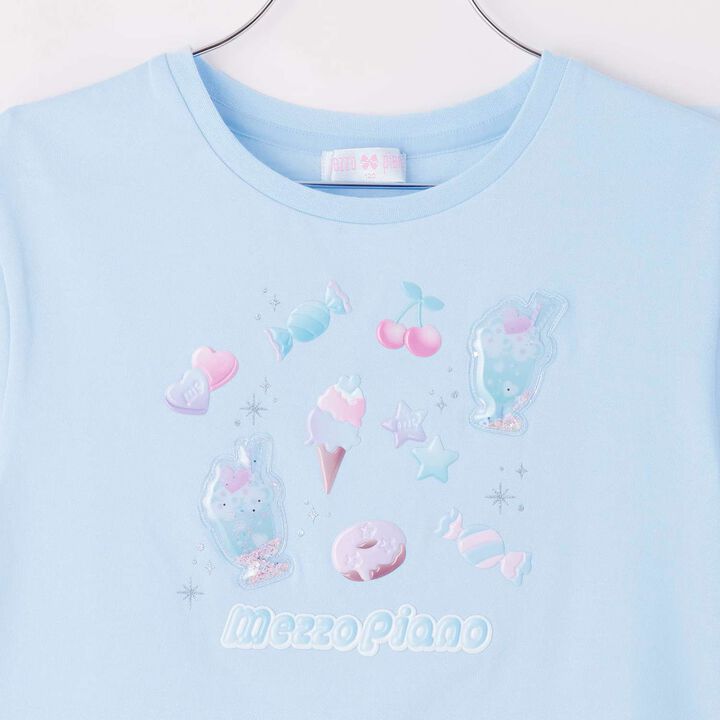 Churu-Kawa Stickers Short Sleeve T-Shirt [Cool Touch],Sax blue, medium image number 2
