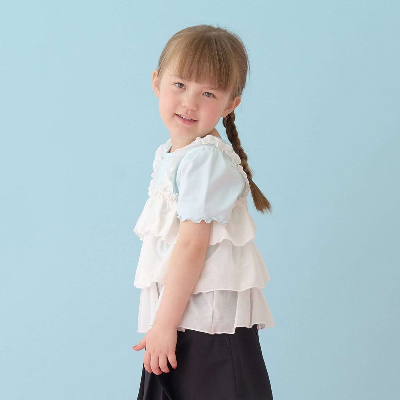 [Either Way Is Fine] UV Protection & Cool Touch Tiered Camisole Docking T-Shirt [Kids Girls],Mint, large image number 25