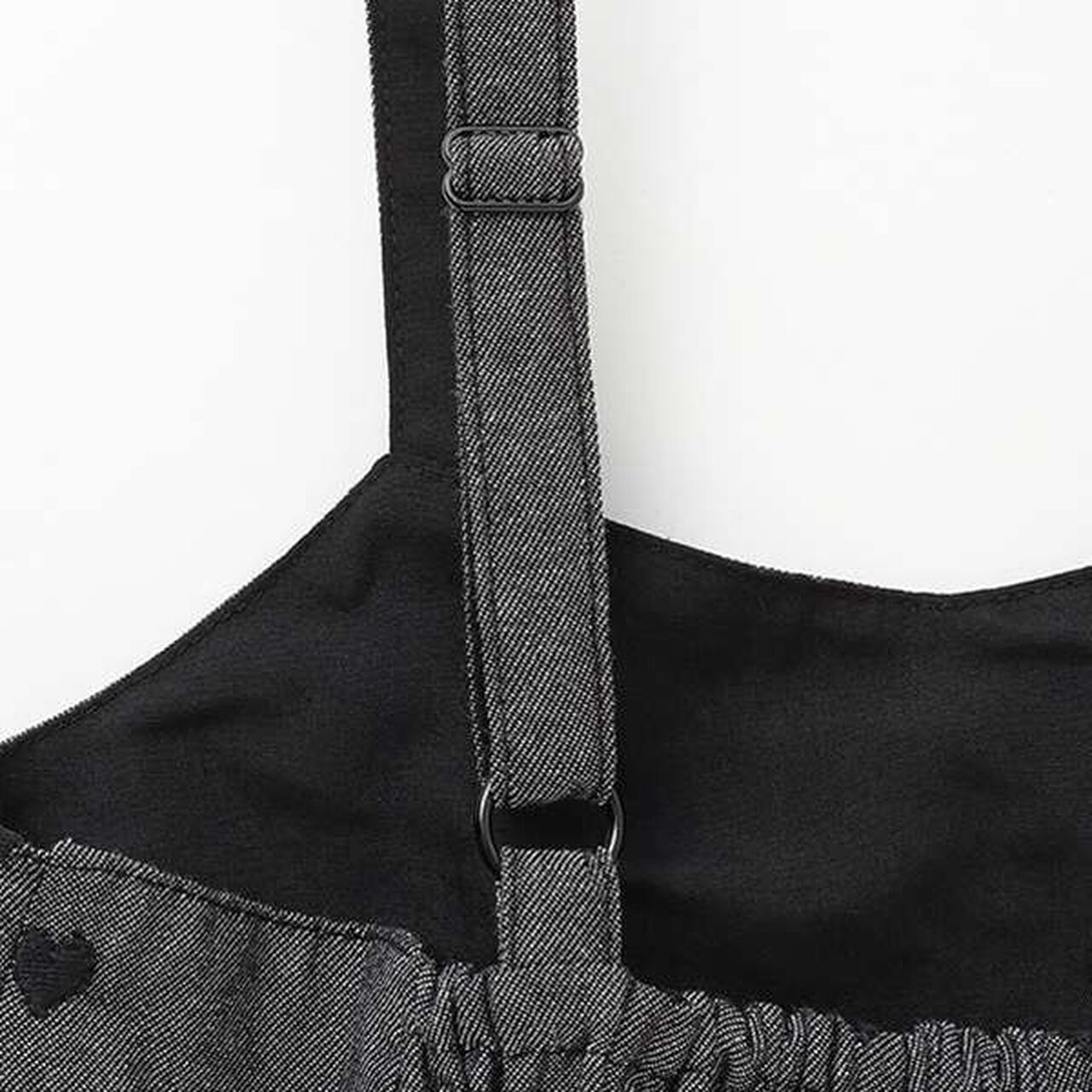 Shoulder Opening T-Shirt & Camisole One-Piece Dress Set,Black, large image number 4