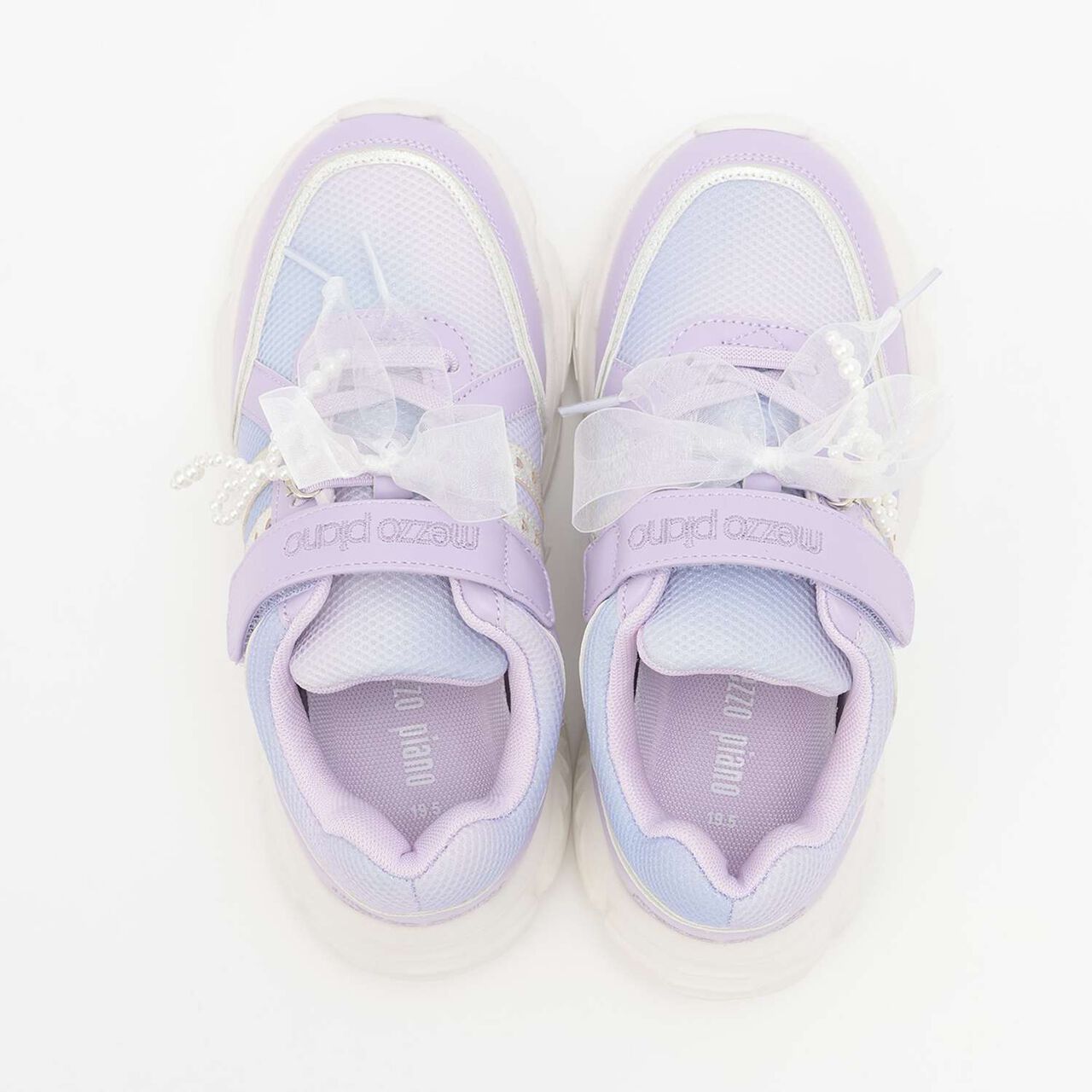 Charm-Attached Heart Velcro Sneakers,Lavender, large image number 3