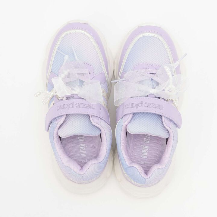 Charm-Attached Heart Velcro Sneakers,Lavender, medium image number 3