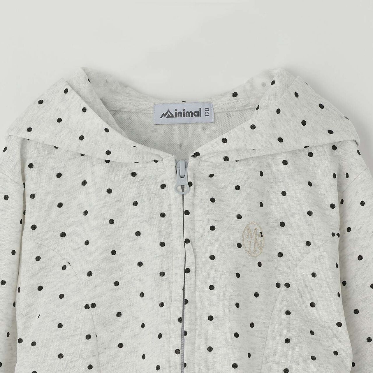 Drawstring Polka Dot Zip Parka,Smoke white, large image number 9