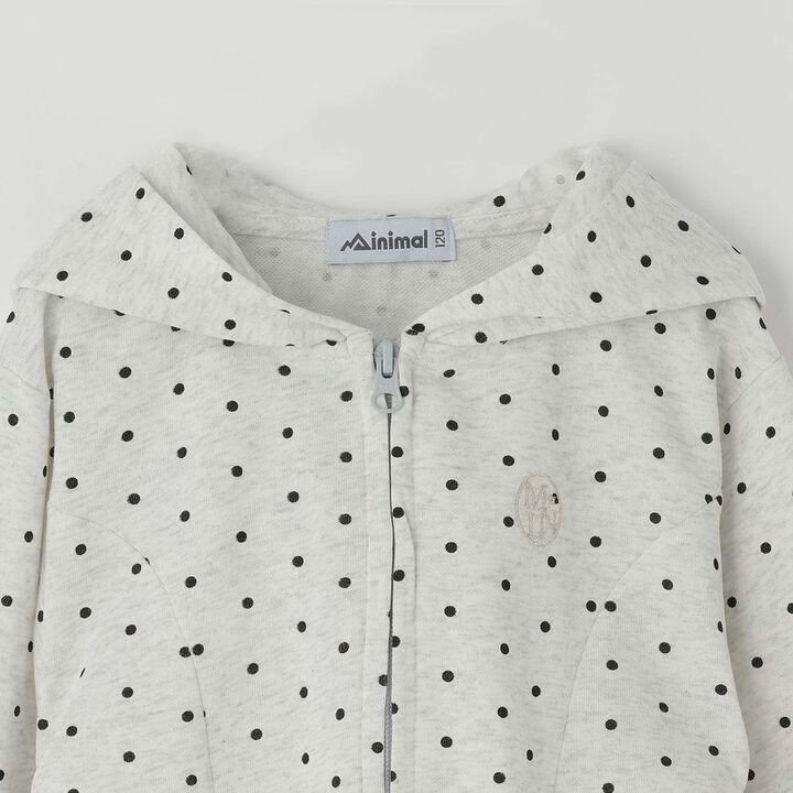 Drawstring Polka Dot Zip Parka,Smoke white, medium image number 9