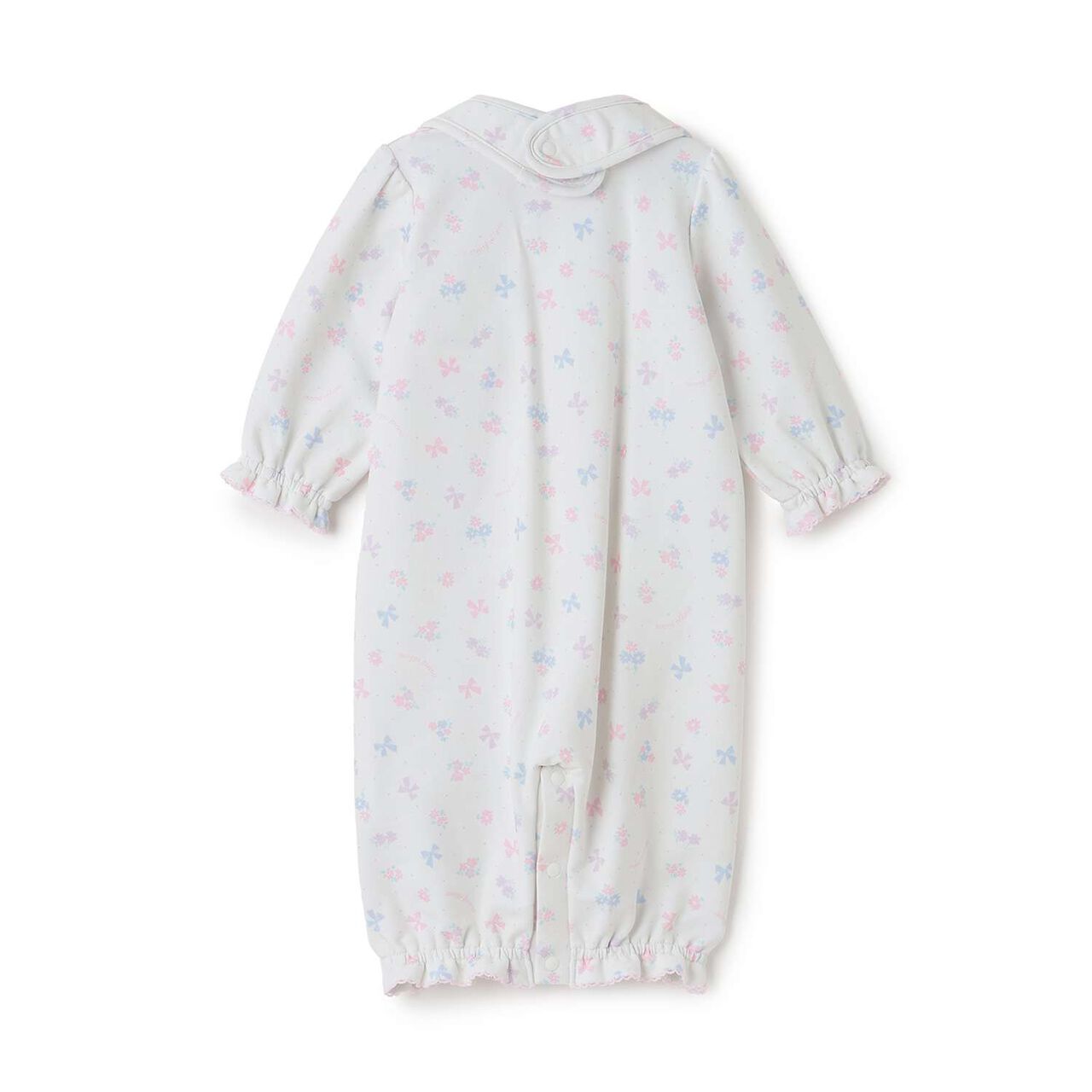 [Box Included] Flower Ribbon Pattern 2 WAY All-in-One & Bib Set,Light pink, large image number 1