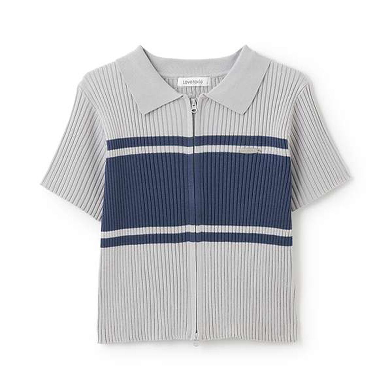 [Arael] Short-Sleeve Zip Knitwear,Navy, large image number 5