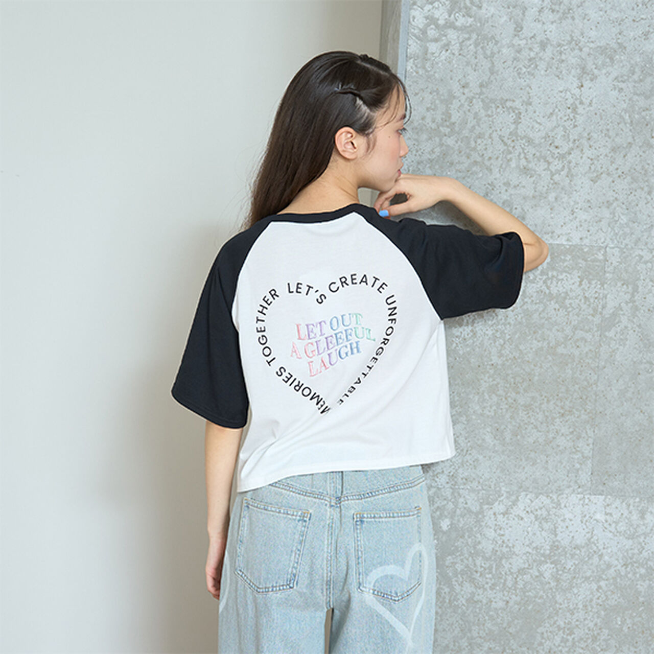Heart Raglan 5/6 Sleeve T-Shirt,Off white, large image number 0