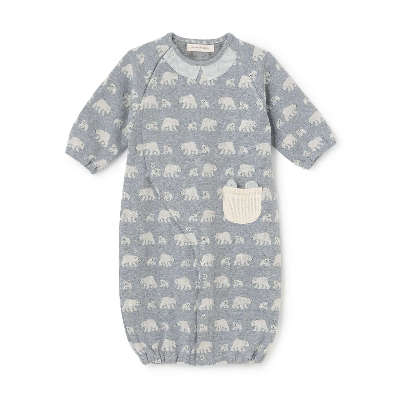 Organic Jacquard 2WAY Romper [Made in Japan],Blue, large image number 0