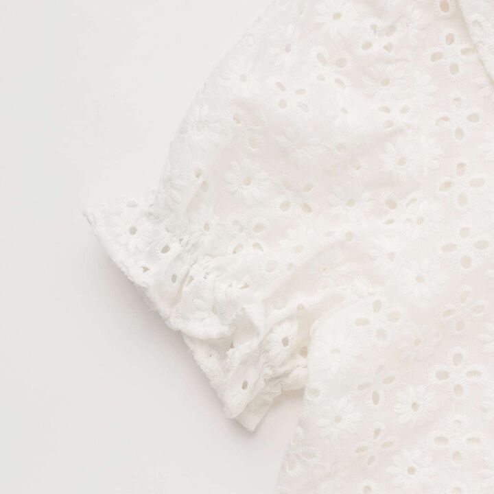 [100% Cotton] Lace Puff Sleeve Blouse for Girls Kids,Black, medium image number 5
