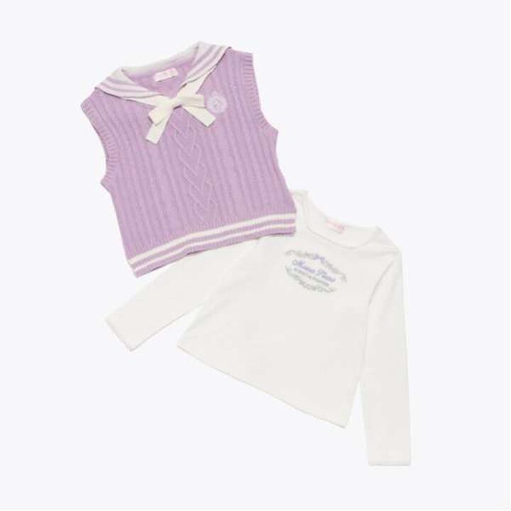 Sailor Knit Vest & Long-Sleeve T-Shirt Set,Off white, medium image number 20