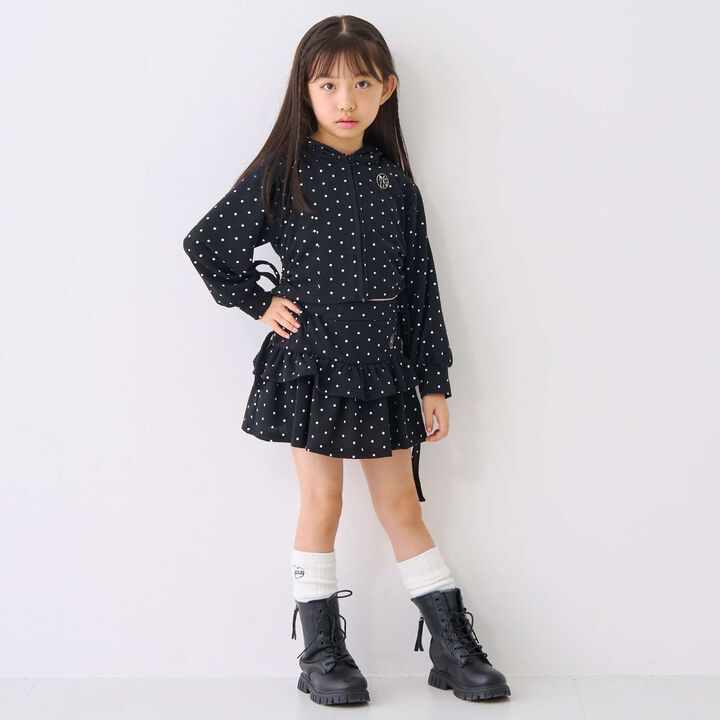 Drawstring Polka Dot Zip Parka,Smoke white, medium image number 4