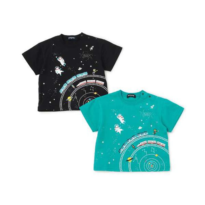 Space and Train Short Sleeve T-Shirt,Blue green, medium image number 10