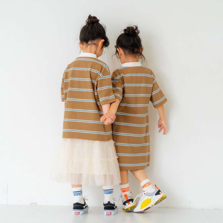 [Link] Stand Collar Rugby T-Shirt Dress,Navy, medium image number 2