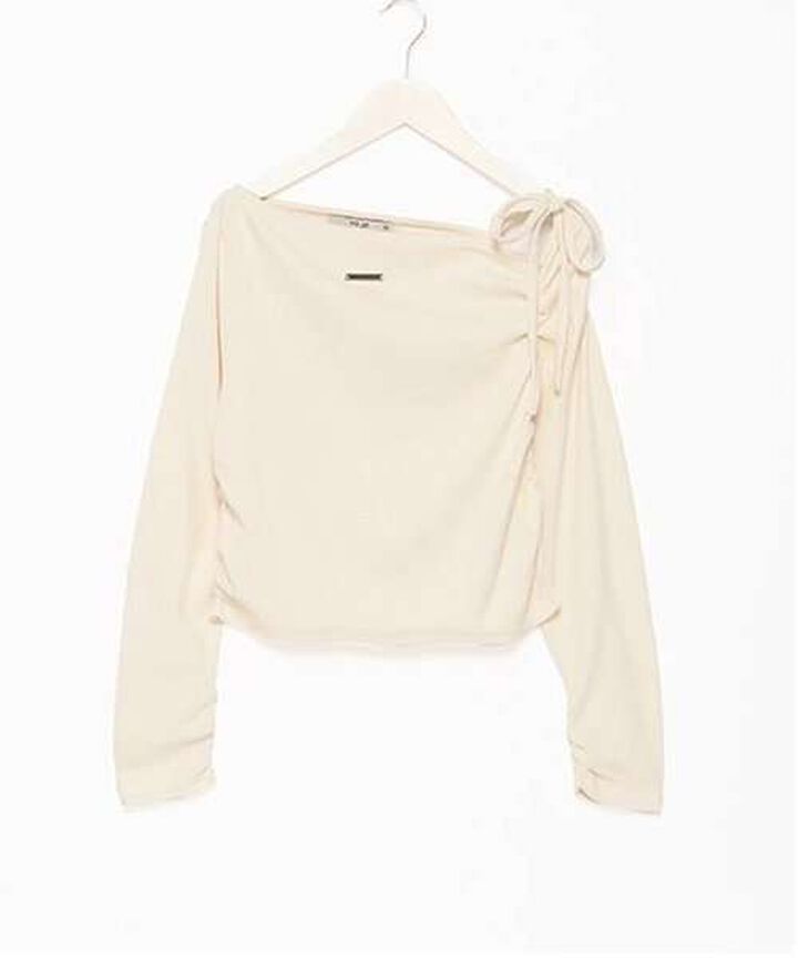 One-Shoulder Ribbon Tereko,Black, medium image number 2