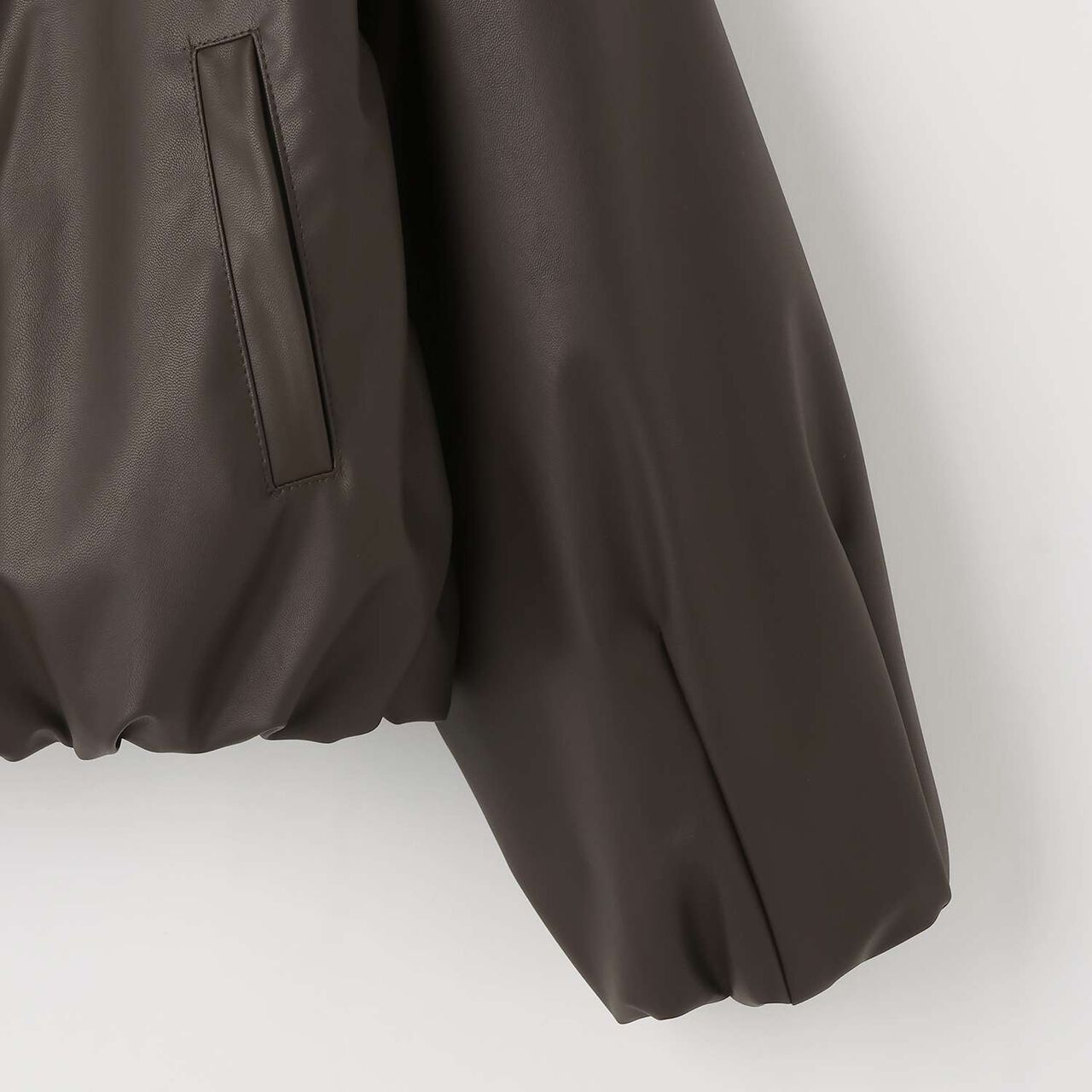 [Parent-Child Matching] Faux Leather Padded Blouson,Brown, large image number 12