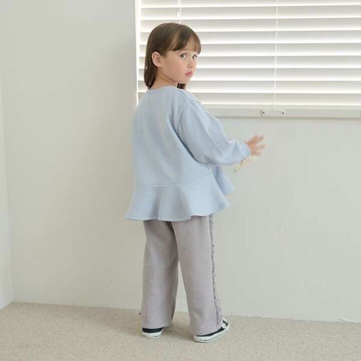 Pilling-Resistant Side Frill Wide Sweatpants,Charcoal gray, medium image number 6