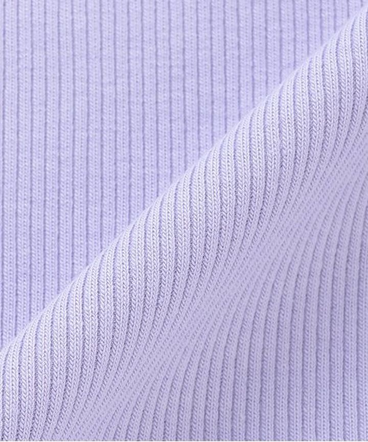 Front Shirred Short-Sleeve Ribbed Top,Lavender, medium image number 11