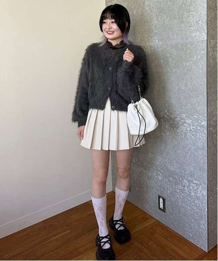 Faux Leather Pleated Skirt,Ivory, medium image number 5