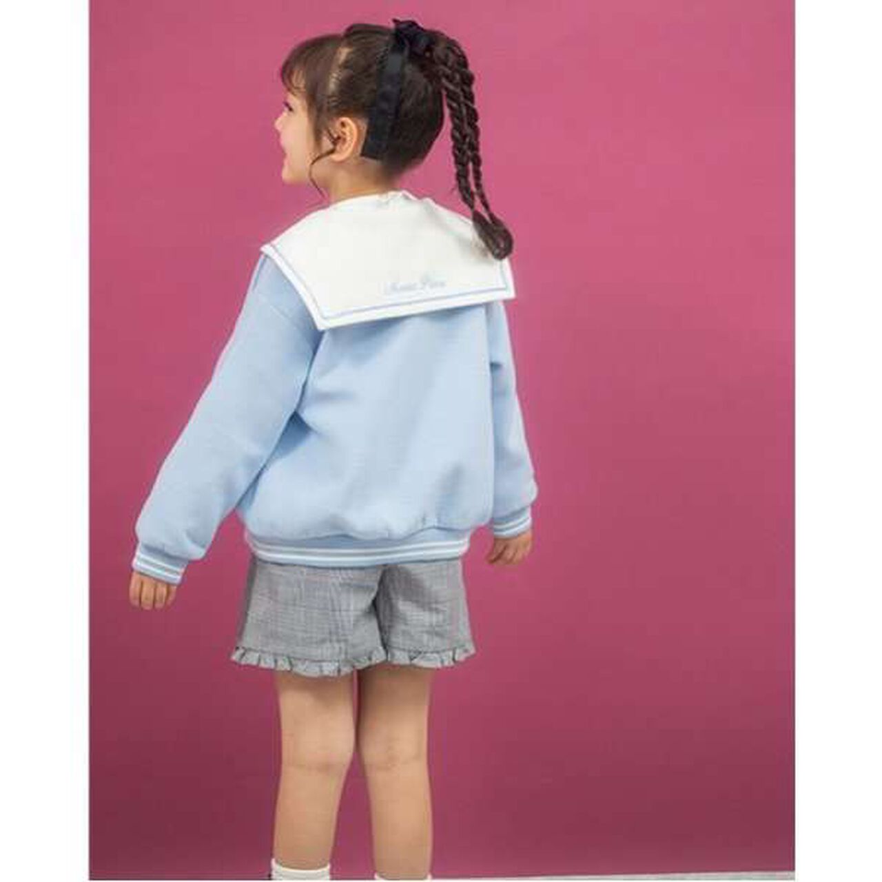 Glen Check Shorts with Bear Charm,Black, large image number 3