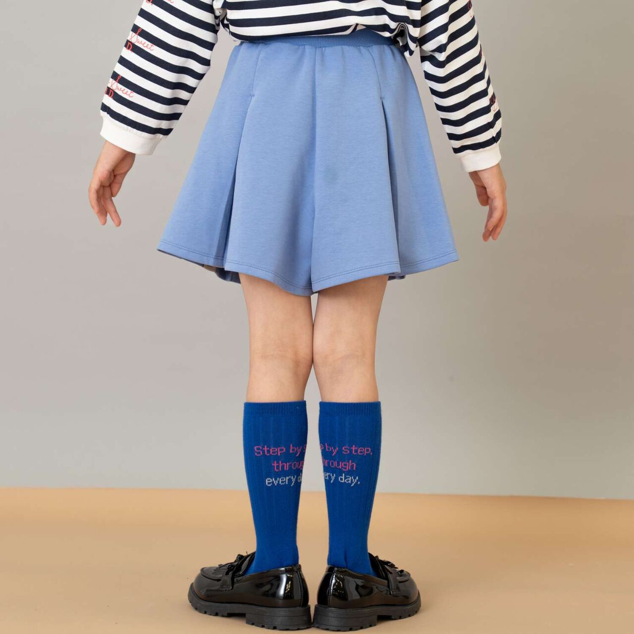 Box Pleated Skirt-Pants,Gray, large image number 3