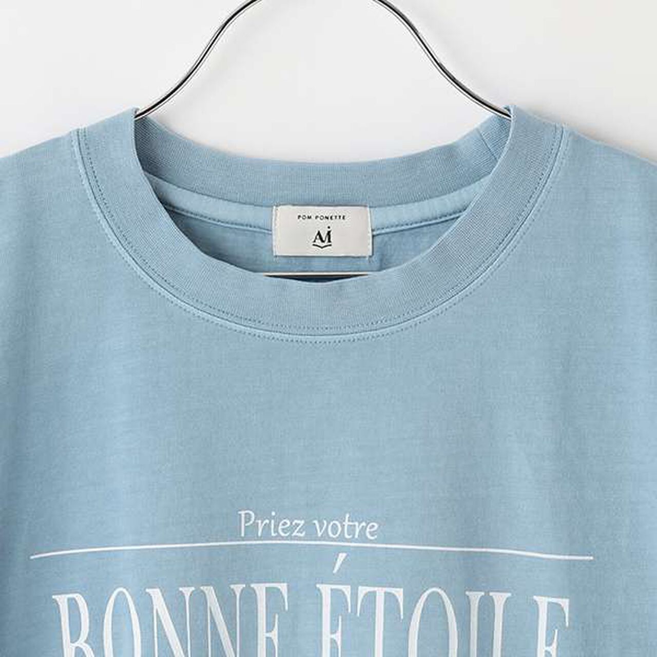 [AMI] Sleeve Frill Pigment T-Shirt,Sax blue, large image number 2