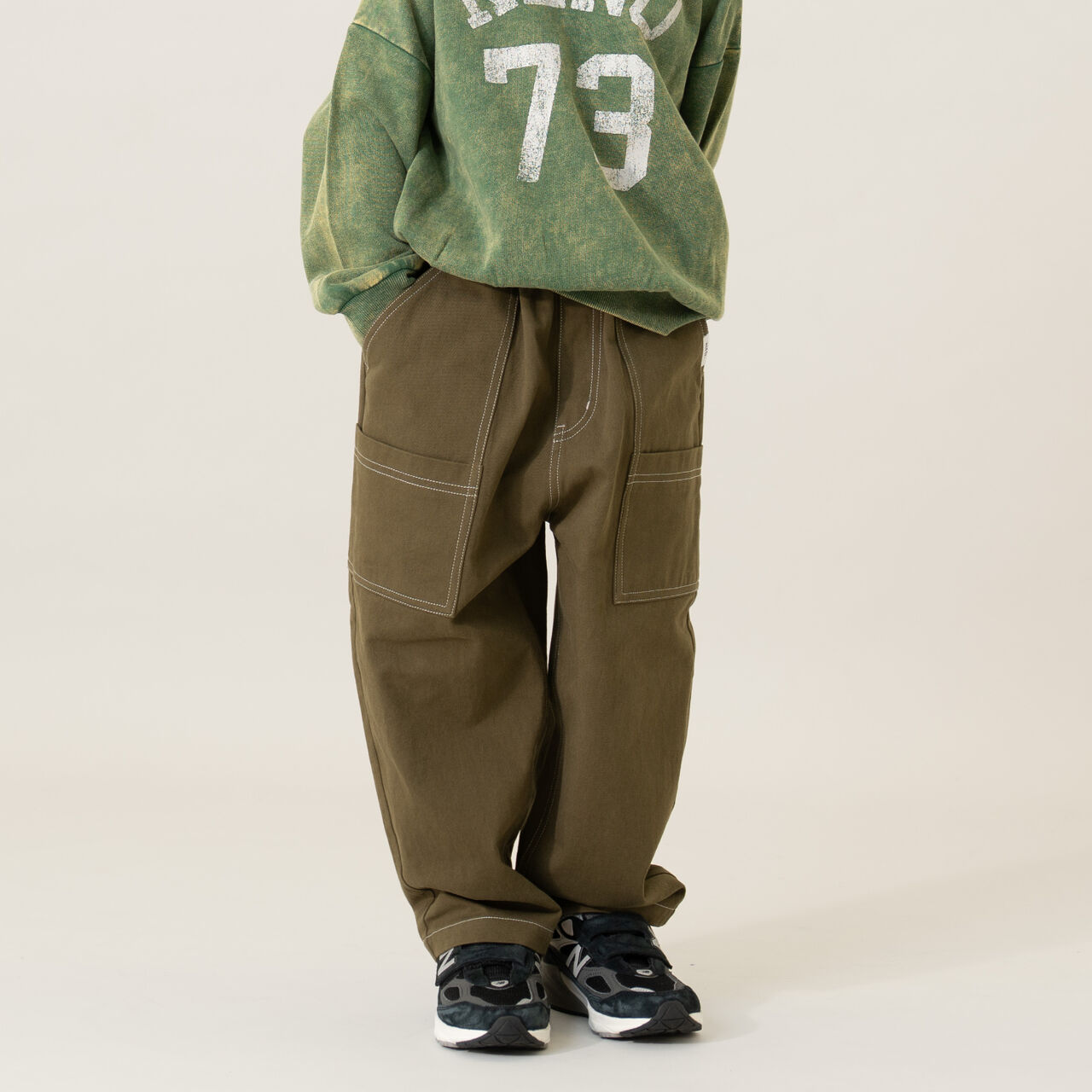 Stitched Cargo Pants,Khaki, large image number 0