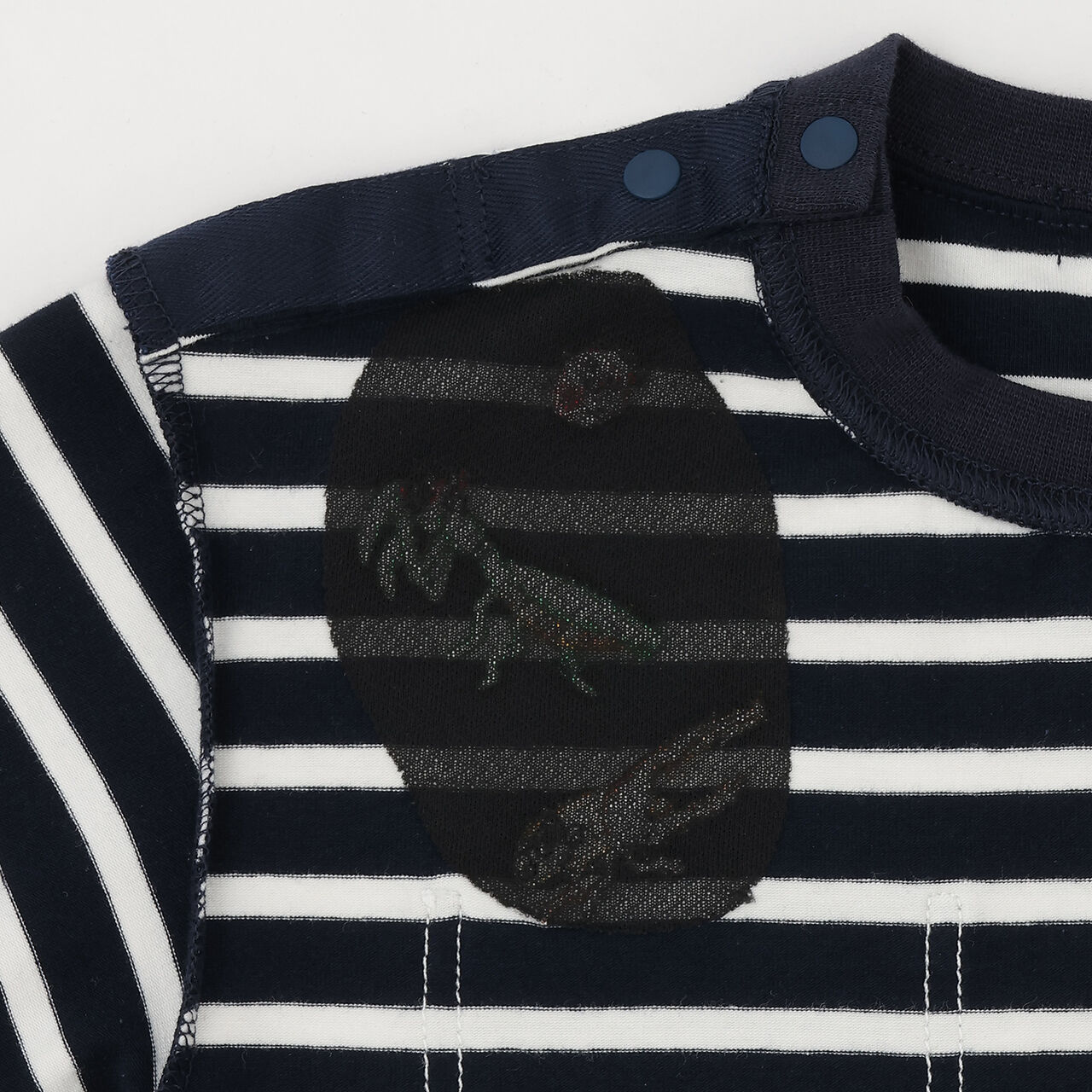 Insect Stripe Pattern Long-Sleeve T-Shirt with Pocket,Navy, large image number 11