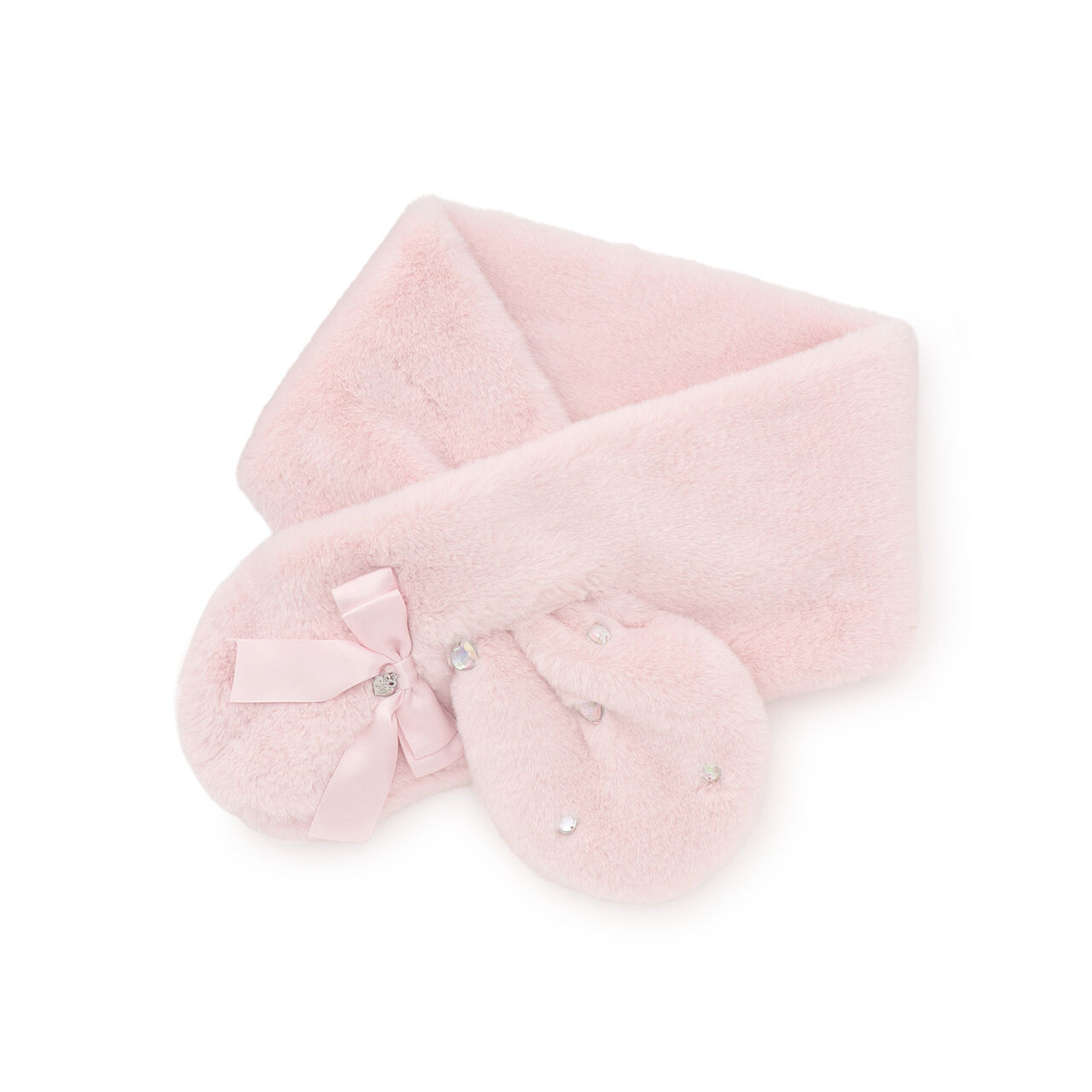 Ribbon Faux Fur Scarf,Pink, large image number 0